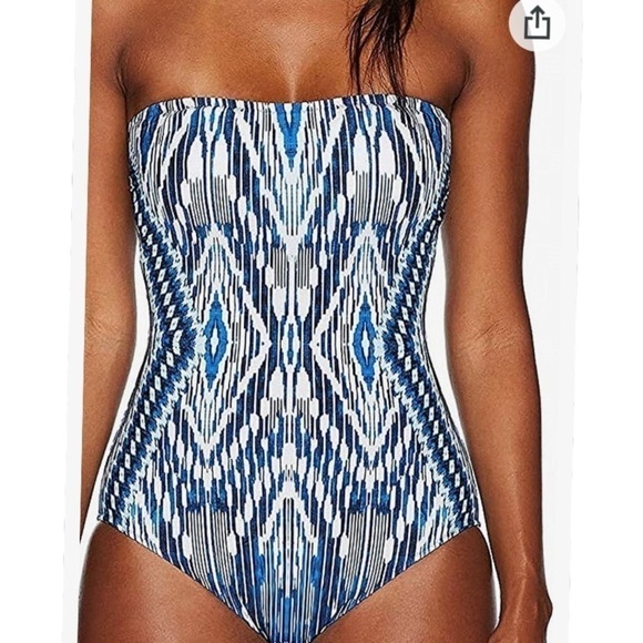 Profile by Gottex Bandeau One Piece Blue Multi Colored Swimsuit - Picture 3 of 16